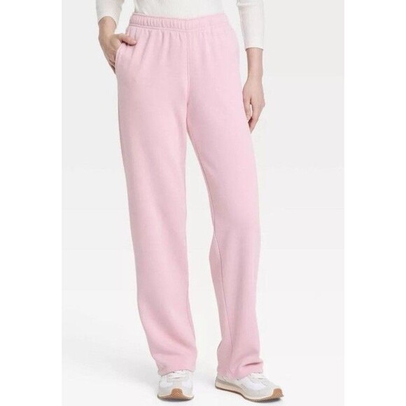 Universal Thread Women's Leisure Studio Mid-Rise Straight Leg Sweatpants Pink - Picture 1 of 4